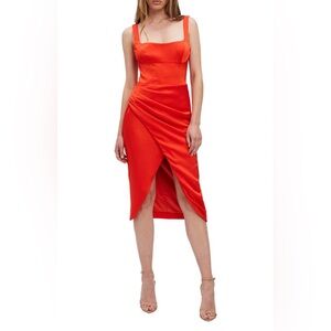 BARDOT Lucielle Faux Wrap Satin Dress, Size 6, $139
